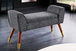Retro Sitzbank SCARLETT 90cm anthrazit Bouclé mit Armlehnen