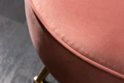Retro 3-Sitzer Sofa ARIELLE 220cm altrosa Samt goldene Metallfüße Ziersteppung