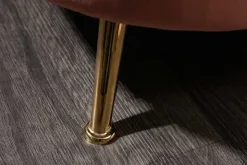 Retro 3-Sitzer Sofa ARIELLE 220cm altrosa Samt goldene Metallfüße Ziersteppung