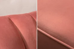 Retro 3-Sitzer Sofa ARIELLE 220cm altrosa Samt goldene Metallfüße Ziersteppung