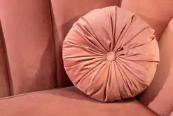 Retro 3-Sitzer Sofa ARIELLE 220cm altrosa Samt goldene Metallfüße Ziersteppung