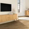 Retro TV-Board VALHALLA WOOD 160cm natur Eichenholz Schiebetüren Lowboard