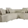 Retro Wohnlandschaft VOGUE 290cm beige Samt XXL-Sofa organische Form inkl. Kissen