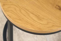 Runde Beistelltische 2er Set ELEGANCE 45cm natur Wildeiche-Design Holz schwarzes Metallgestell