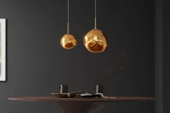 Runde Hängelampe LIQUID DIAMOND 35cm gold Glas Stahl Kugelleuchte