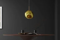 Runde Hängelampe LIQUID DIAMOND 35cm gold Glas Stahl Kugelleuchte