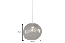 Runde Hängelampe LIQUID DIAMOND 20cm smoke Glas Stahl Kugelleuchte