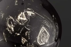 Runde Hängelampe LIQUID DIAMOND 20cm smoke Glas Stahl Kugelleuchte