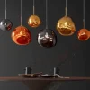 Runde Hängelampe LIQUID DIAMOND 35cm kupfer Glas Stahl Kugelleuchte