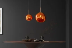 Runde Hängelampe LIQUID DIAMOND 35cm kupfer Glas Stahl Kugelleuchte