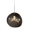 Runde Hängelampe LIQUID DIAMOND 35cm smoke Glas Stahl Kugelleuchte