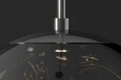 Runde Hängelampe LIQUID DIAMOND 35cm smoke Glas Stahl Kugelleuchte
