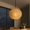 Runde Hängelampe ORGANIC 45cm natur Stoffschirm Boho