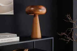 Runde Tischlampe ALVA 40cm natur Akazienholz Eisen Tischleuchte