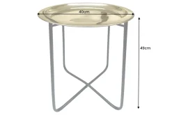 Runder Beistelltisch CASABLANCA 50cm messing gold schwarz Tablett abnehmbar klappbar