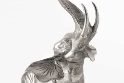 Runder Beistelltisch ELEPHANT 80cm silber Metall Glas Marmor Skulptur handmade