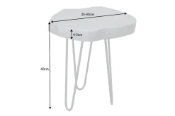 Runder Beistelltisch GOA 45cm grau Akazie Massivholz Baumscheibe Hairpin Legs Metall