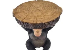 Runder Beistelltisch MONKEY 55cm schwarz grau Affen-Skulptur handmade