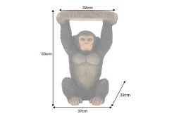 Runder Beistelltisch MONKEY 55cm schwarz grau Affen-Skulptur handmade