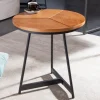 Runder Beistelltisch OAK ELEGANCE 45cm Eiche-Design schwarzes Metallgestell