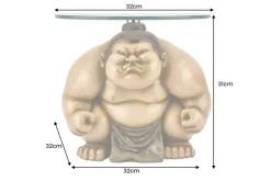 Runder Beistelltisch SUMO 30cm natur beige Skulptur handmade