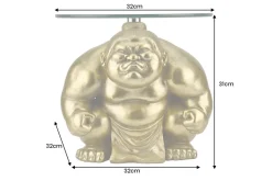 Runder Beistelltisch SUMO 30cm gold Skulptur handmade
