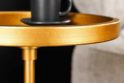 Runder Beistelltisch TRAYFUL 60cm gold Eisen schwarzer Marmorfuß handmade
