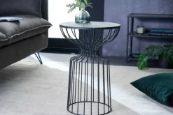 Runder Beistelltisch VARIATION 55cm schwarz Eisen Metallgestell handmade
