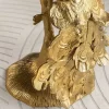 Runder Beistelltisch WILDLIFE PEACOCK 75cm gold antik weiß Metall Marmor Pfauen-Skulptur