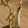 Runder Beistelltisch WILDLIFE PEACOCK 60cm gold Glasplatte Metall Pfauen-Skulptur