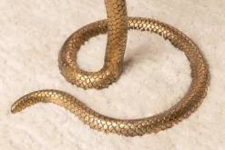 Runder Beistelltisch WILDLIFE SNAKE 65cm kupfer antik Metall Glas handmade