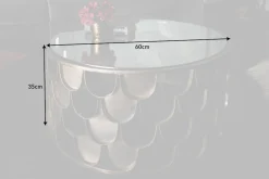 Runder Couchtisch ABSTRACT 60cm antik messing Metall Glas Industrial Fischschuppen Design