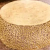 Runder Couchtisch ABSTRACT LEAF 75cm gold Metall filigrane Handarbeit Vintage Design