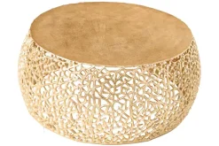 Runder Couchtisch ABSTRACT LEAF 75cm gold Metall filigrane Handarbeit Vintage Design