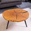 Runder Couchtisch ARBOR 75cm natur Eiche Massivholz schwarz Metall Beistelltisch