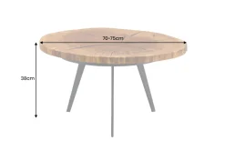 Runder Couchtisch ARBOR 75cm natur Eiche Massivholz schwarz Metall Beistelltisch