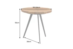 Runder Couchtisch ARBOR 55cm natur Eiche Massivholz schwarz Metall Beistelltisch