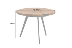 Runder Couchtisch ARBOR 65cm natur Eiche Massivholz schwarz Metall Beistelltisch