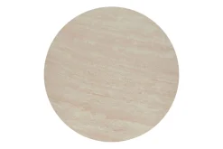 Runder Couchtisch ENSO 80cm champagner greige Travertin Keramik Walnussholz