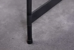 Runder Couchtisch FUSION 50cm Baumscheibe Eiche schwarz Metall Beistelltisch