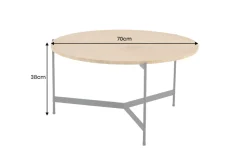 Runder Couchtisch FUSION 70cm Baumscheibe Eiche schwarz Metall Beistelltisch