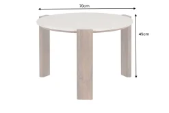 Runder Couchtisch GATSBY 70cm braun Mangoholz mit echtem Travertin