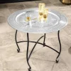 Runder Couchtisch MARRAKESCH 60cm silber Teetisch abnehmbares Tablett klappbar