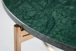 Runder Couchtisch NOBLE 65cm grün Marmor abnehmbare Tischplatte klappbar gold Metall