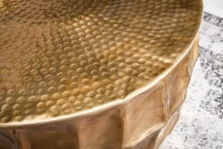 Runder Couchtisch ORGANIC ORIENT 70cm gold Metall Hammerschlag 3D-Design handmade