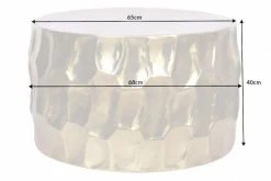 Runder Couchtisch ORGANIC ORIENT 70cm gold Metall Hammerschlag 3D-Design handmade