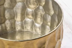 Runder Couchtisch ORGANIC ORIENT 70cm gold Metall Hammerschlag 3D-Design handmade