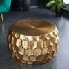 Runder Couchtisch ORGANIC ORIENT 70cm gold Metall Hammerschlag handmade Waben Design