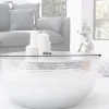 Runder Couchtisch ORIENT II 60cm silber Metall Aluminium Hammerschlag Design handmade