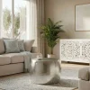 Runder Couchtisch ORIENT 60cm silber Metall Aluminium Hammerschlag Design handmade